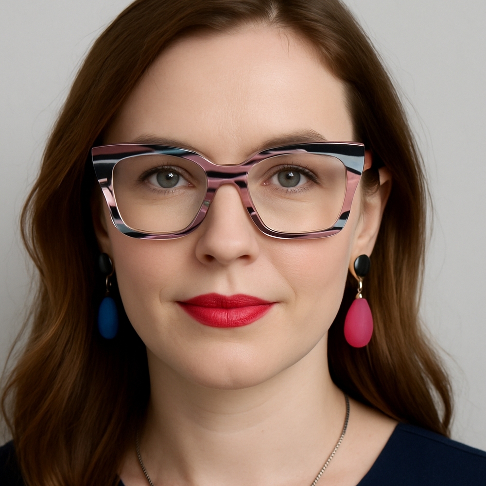 Stylish Pink and Black Women's Glasses - Picture 2 of 6
